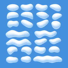 Fototapeta premium Snow caps vector set isolated on blue background