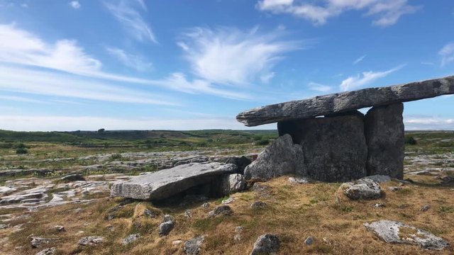 The Poulnabrone Dolmen is located near the townland of Caherconnell in co. Clare.A dolmen is a type of single-chamber megalithic tomb