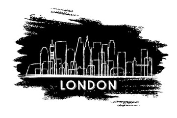 London Skyline Silhouette. Hand Drawn Sketch.