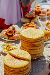 Pies baked from dough on a table