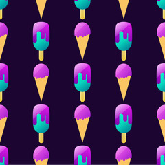 Seamless ice cream pattern colorful background