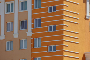 Blue windows in the house as an abstract background