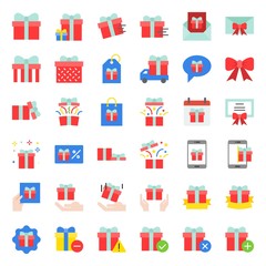 Gift box or present box icon, flat design