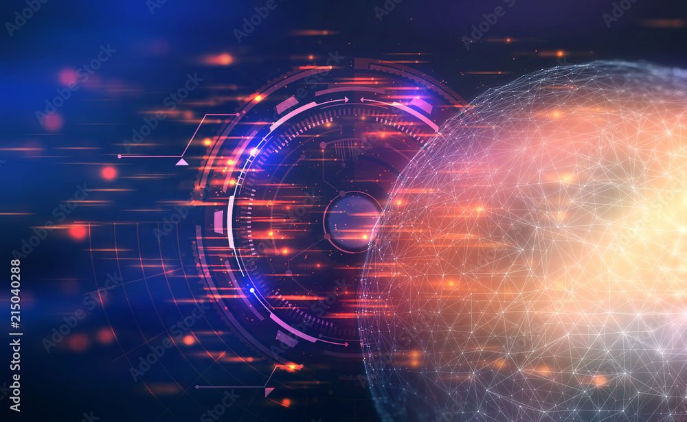 Aufkleber artificial intelligence. control over the global network. 3d illustration on a futuristic background