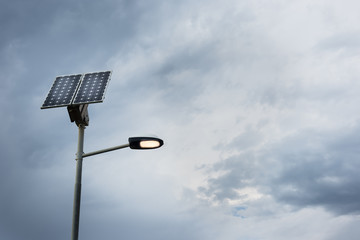 Solar panel on street lamp post