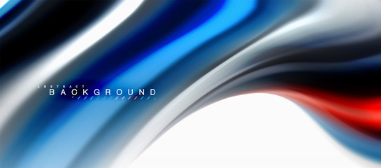 Fluid liquid mixing colors concept on light grey background, curve flow, trendy abstract layout template for business or technology presentation or web brochure cover, wallpaper