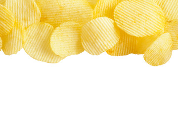 potato chips isolated on white background with clipping path
