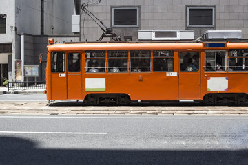 Fototapeta na wymiar japan old train. monorail