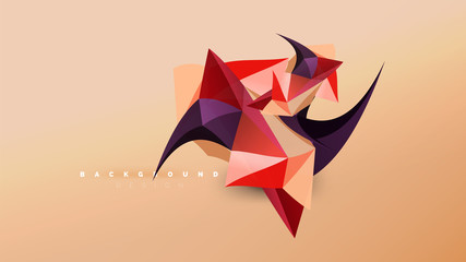 Abstract background - geometric origami style shape composition, triangular low poly design concept. Colorful trendy minimalistic illustration