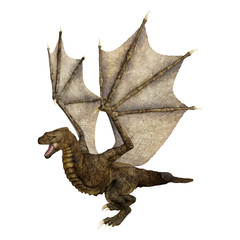 Fototapeta premium 3D Rendering Fantasy Dragon on White