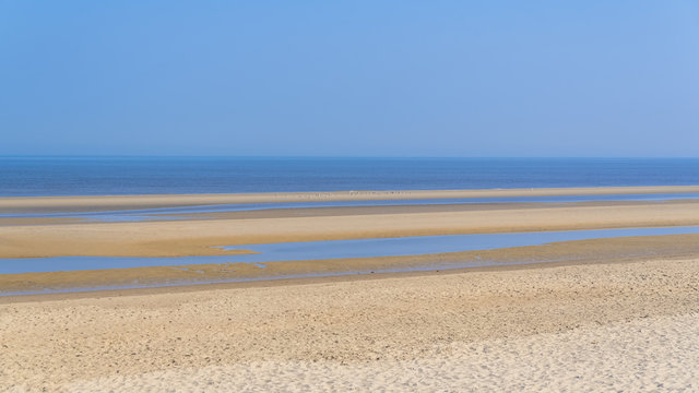 Ostende in Belgium, beautiful beach, panorama in summer
