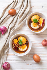 Fried Boiled Egg with Tamarind Sauce