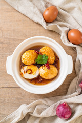 Fried Boiled Egg with Tamarind Sauce
