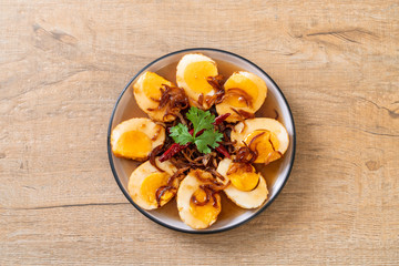 Fried Boiled Egg with Tamarind Sauce