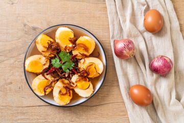 Fried Boiled Egg with Tamarind Sauce