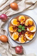 Fried Boiled Egg with Tamarind Sauce