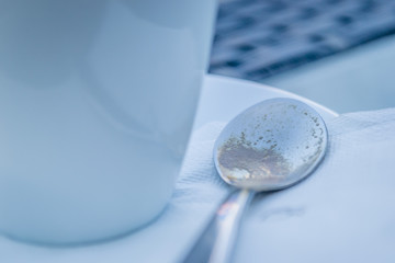 empty coffee cup on the table 