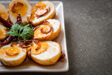 Fried Boiled Egg with Tamarind Sauce