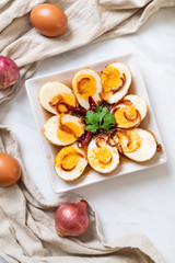 Fried Boiled Egg with Tamarind Sauce