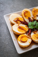 Fried Boiled Egg with Tamarind Sauce