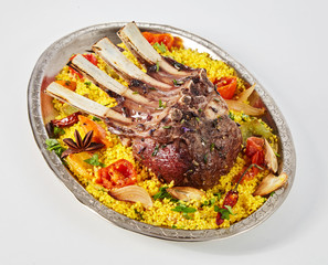Oriental lamb chops with savory couscous