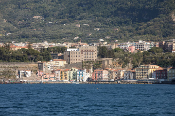 Fototapeta na wymiar Town of Sorrento as seen from the water, Campania, Italy