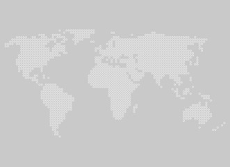 Weltkarte weiß auf grau