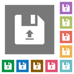 Upload file square flat icons