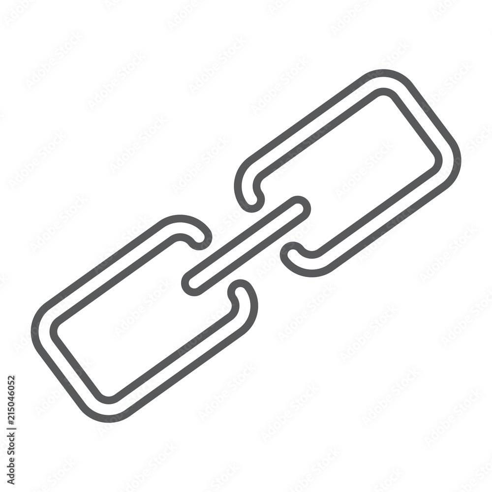 Poster link thin line icon, contact us and chain, button sign, vector graphics, a linear pattern on a white
