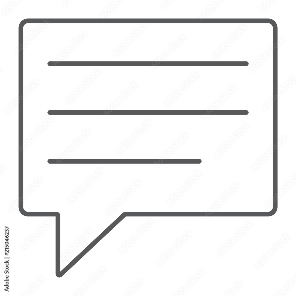 Poster text message thin line icon, dialog and chat, soeech bubble messgae sign, vector graphics, a linear 