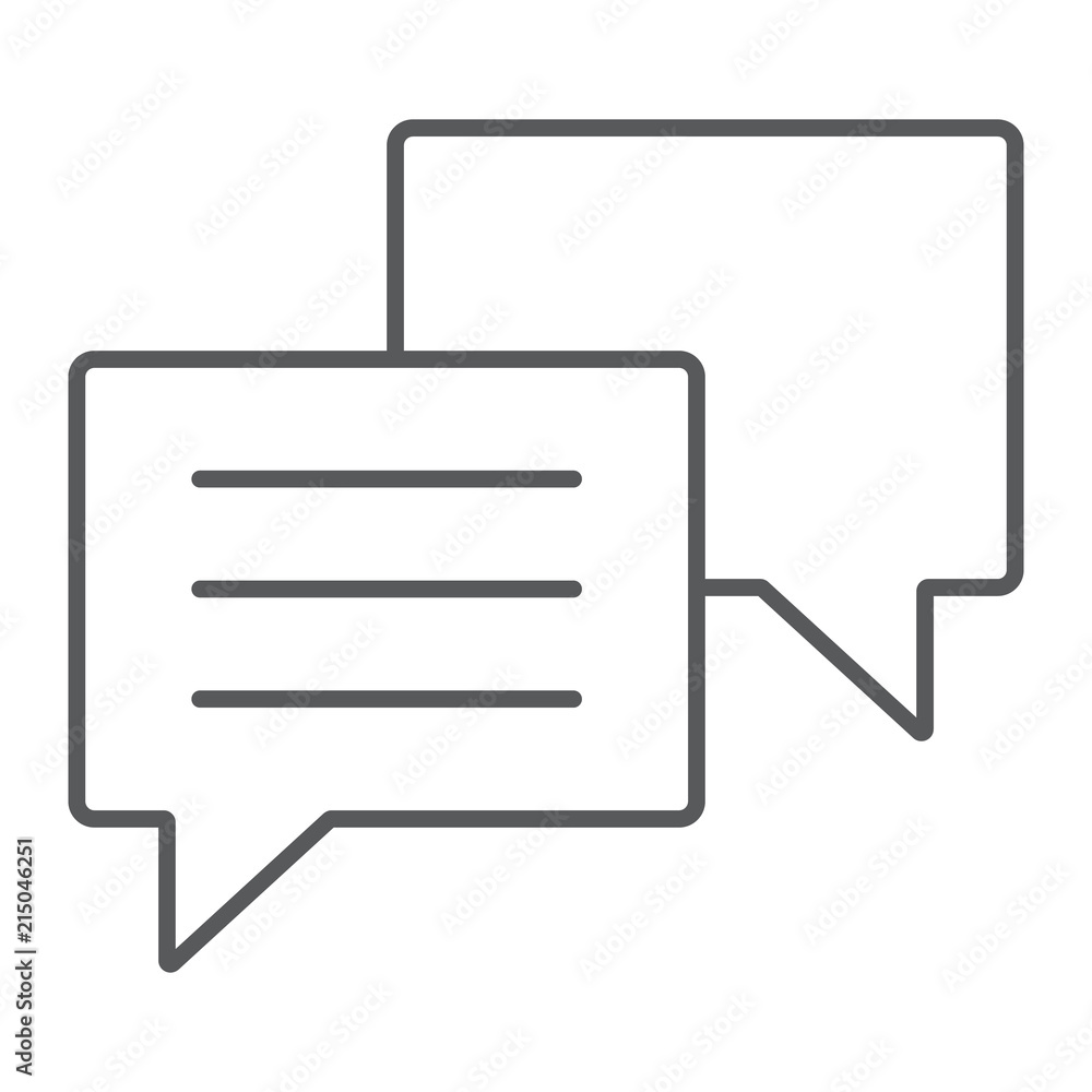 Aufkleber chat thin line icon, dialog and talk, soeech bubble messgae sign, vector graphics, a linear pattern 