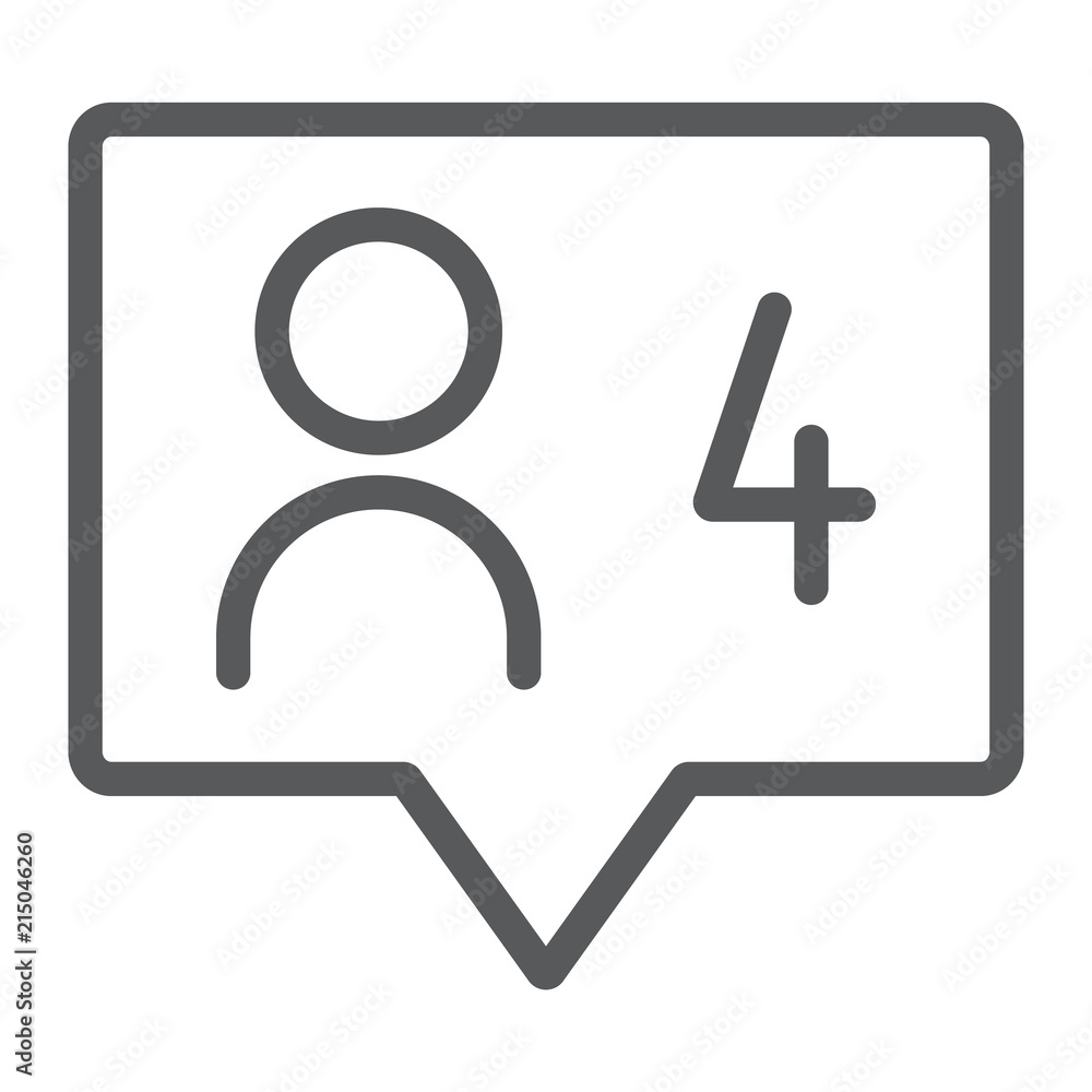 Aufkleber comment line icon, dialog and talk, four message sign, vector graphics, a linear pattern on a white 