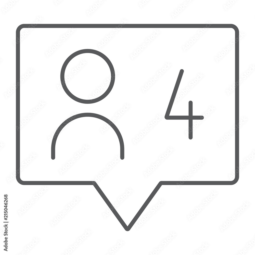 Poster comment thin line icon, dialog and talk, four message sign, vector graphics, a linear pattern on a w
