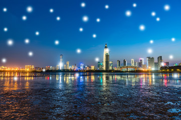 Fototapeta na wymiar Shenzhen City Scenery and Big Data Concept