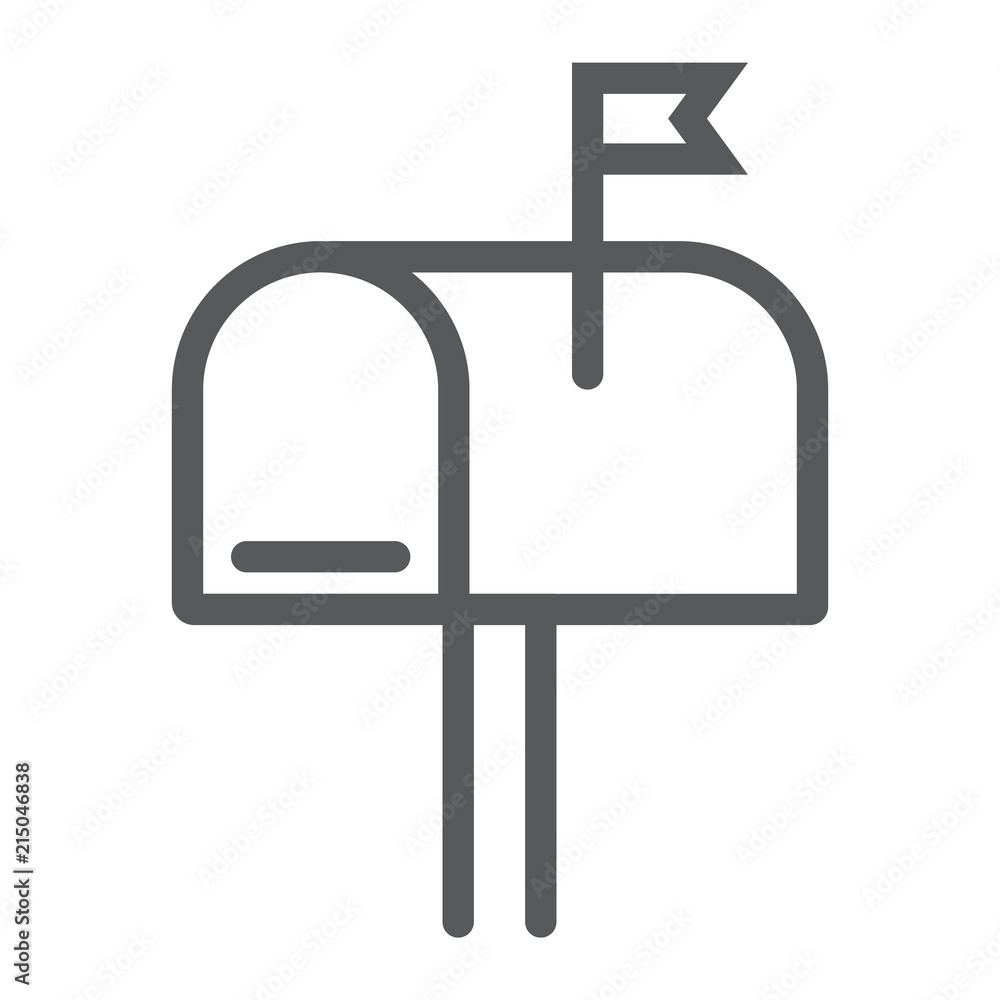Poster mail box line icon, letter and post, mailbox sign, vector graphics, a linear pattern on a white back