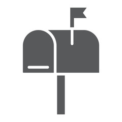 Mail box glyph icon, letter and post, mailbox sign, vector graphics, a solid pattern on a white background, eps 10.