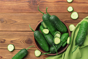 Cucumber on wooden background
