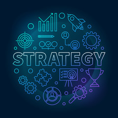 Strategy round blue outline vector illustration
