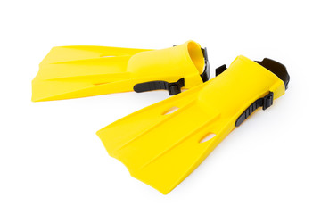 Swim flippers kid on white background