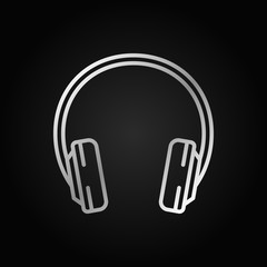 Headphone silver outline icon. Vector headphones symbol