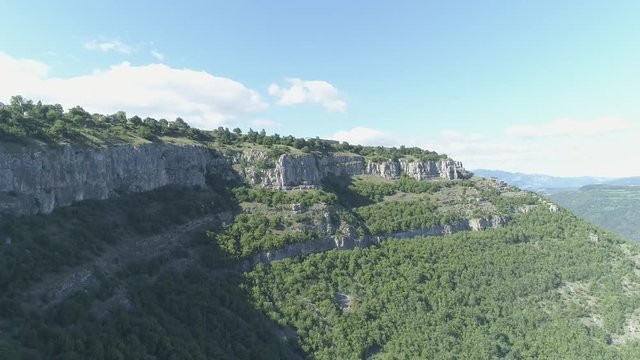 Skaklya Waterfall near the village of Bov and Vazov's footpath. Aerial 4k footage, summer beautiful nature in Bulgaria