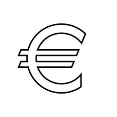 Euro icon black and white vector illustration