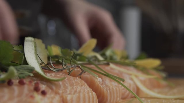 Chef preparing Samon