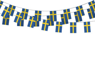 Sweden garland flag. Vector illustration.