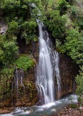 Fototapeta na wymiar Colorful cascades of waterfalls in Aladalgar National Park in Turkey