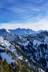 Alpine winter panorama with Zugspitze