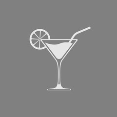 Glass with cocktail isolated on gray background. Vector icon.