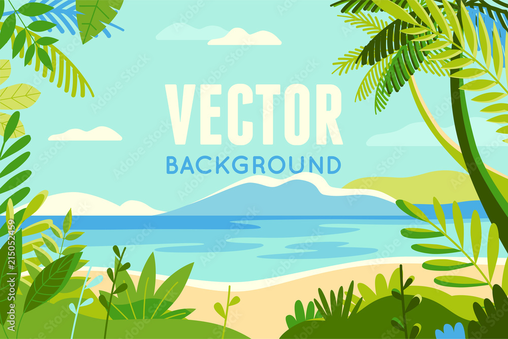 Aufkleber vector illustration in trendy flat and linear style - background with copy space for text - plants, 