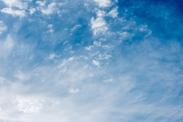 Blue sky with fluffy clouds, background image