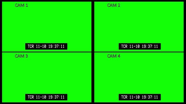 Greenscreen Split Screen Security Camera Video Surveillance Monitors (CCTV) 4 Closed Circuit TV Monitors